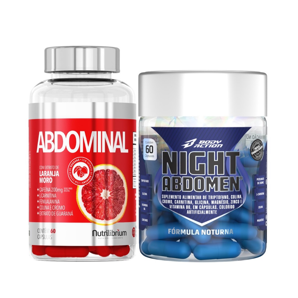 Cafeína L-Carnitina Laranja Moro Abdominal + L-Triptofano Colina L-Carnitina Cártamo Night Abdomen - Health