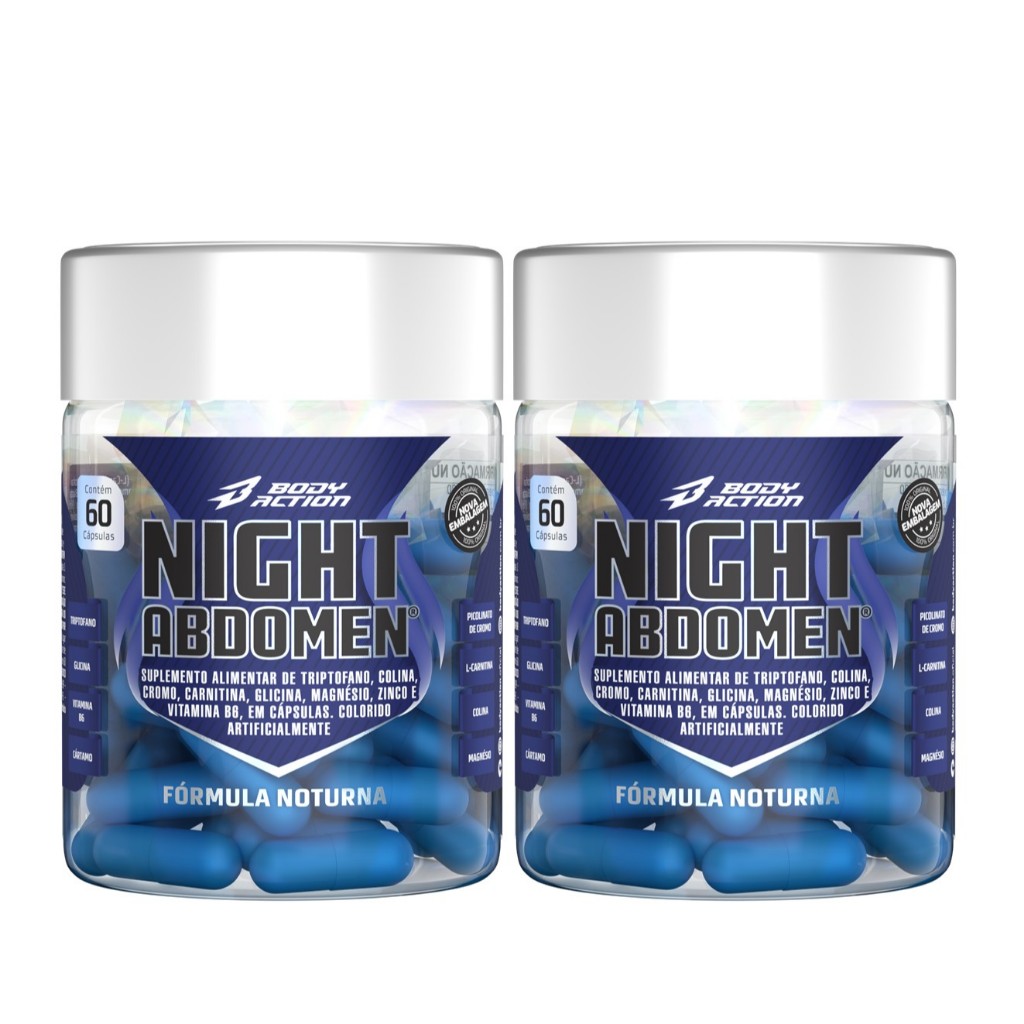 Kit 2x Night Abdomen 60 cápsulas Bodyaction em Oferta na Shopee