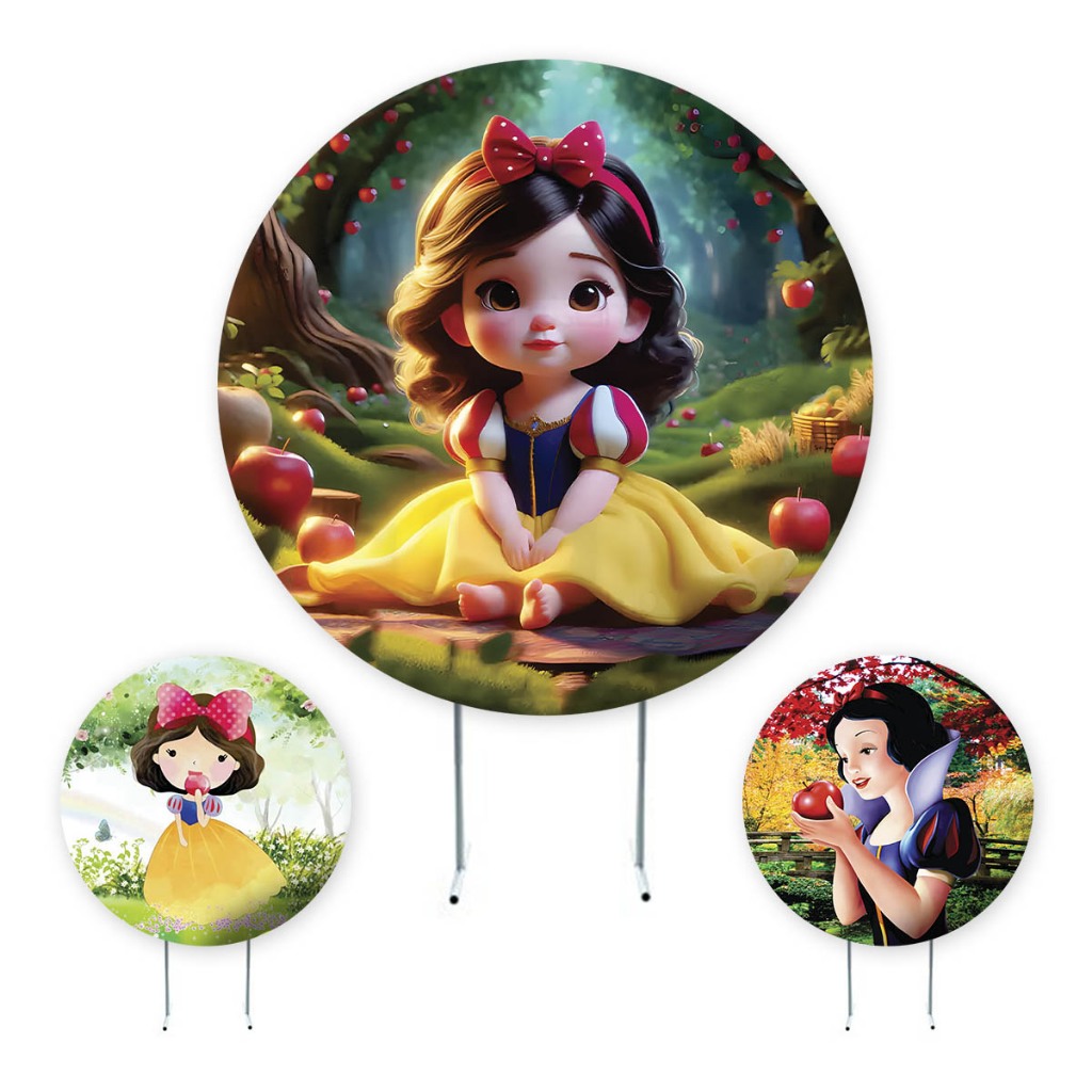 Capa Painel de Festa Branca de Neve, Painel Redondo, Painel de Festa Redondo, tecido Sublimado em Oferta na Shopee