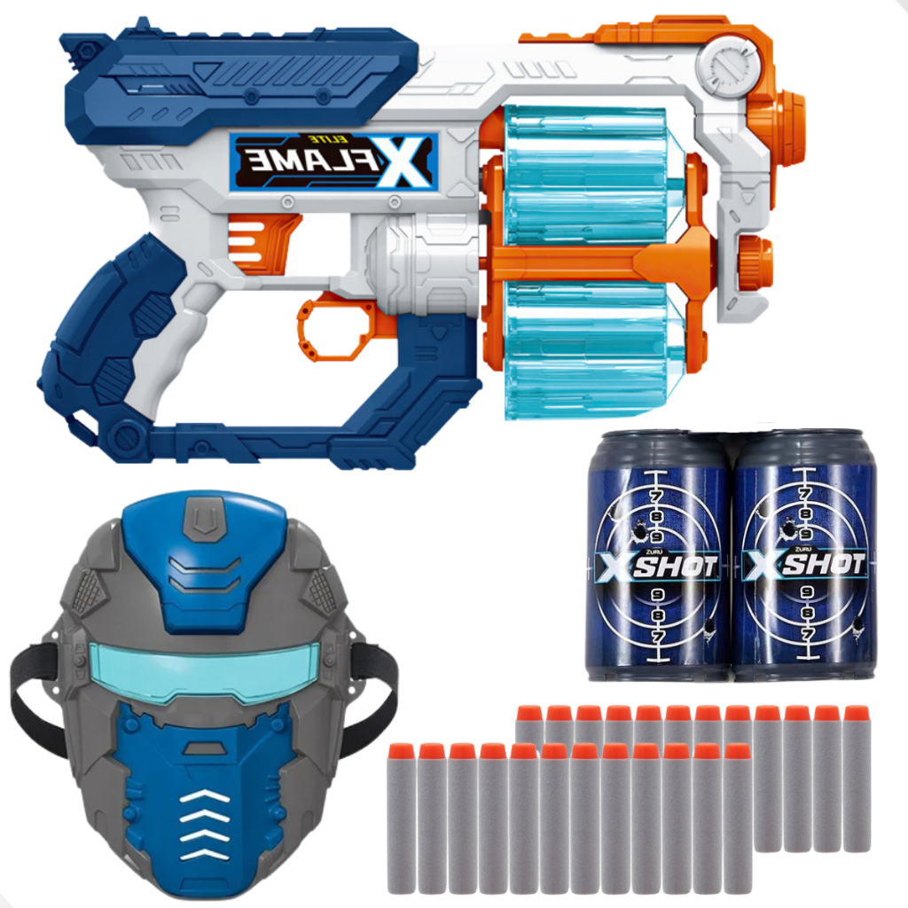 Pistola Arminha Lançador De Dardo Tipo Nerf + Máscara Transformers e Lata Alvo Wellkids