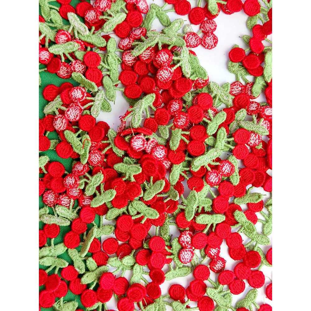 Aplique cereja bordada tam 17 mm ou 25 mm 20 pçs