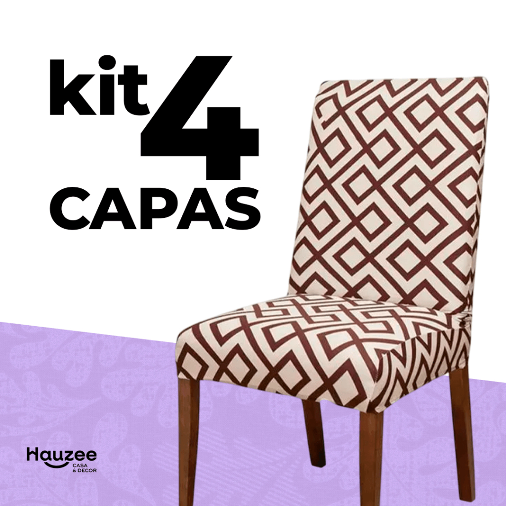 Kit 4  Capas de Cadeira Tecido Importado Spandex Premium Mais Confortável e Mais Resistente em Oferta na Shopee