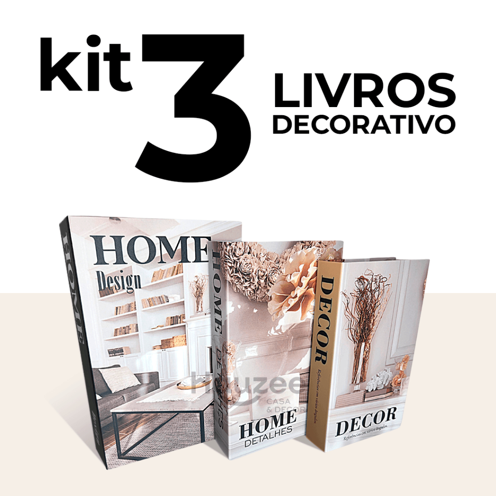 Kit 3un Caixa Porta Objetos Livro Decorativo Varias Estampas Luxo Moderno