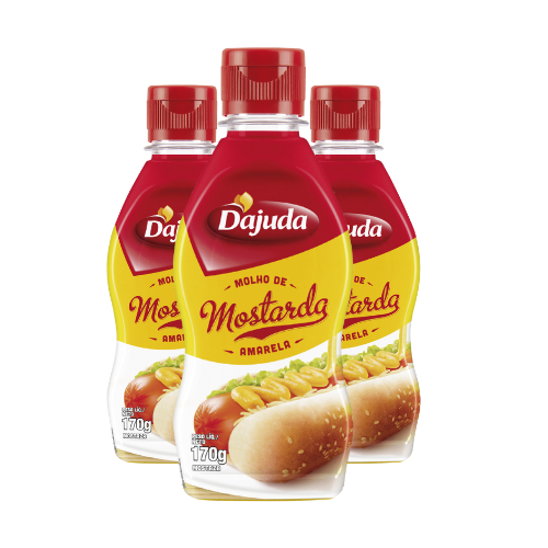 3Un Mostarda DAjuda Amarela 170G Para Lanches Frango Salsichão Grelhados