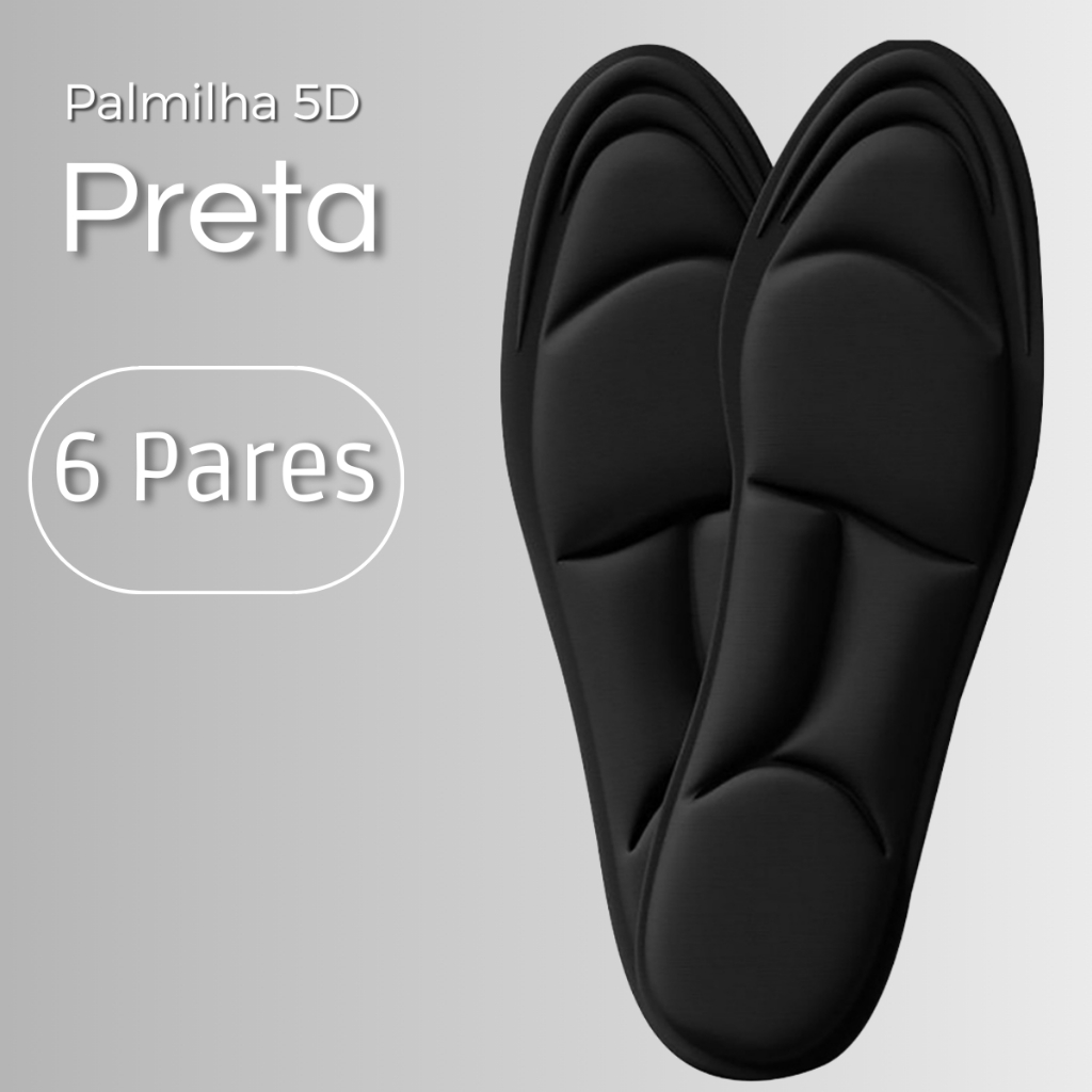 Palmilhas Viscoelástica 6 Par 5D Espuma Para Sapatos - Almofadada Esportivas Confortável Respirável