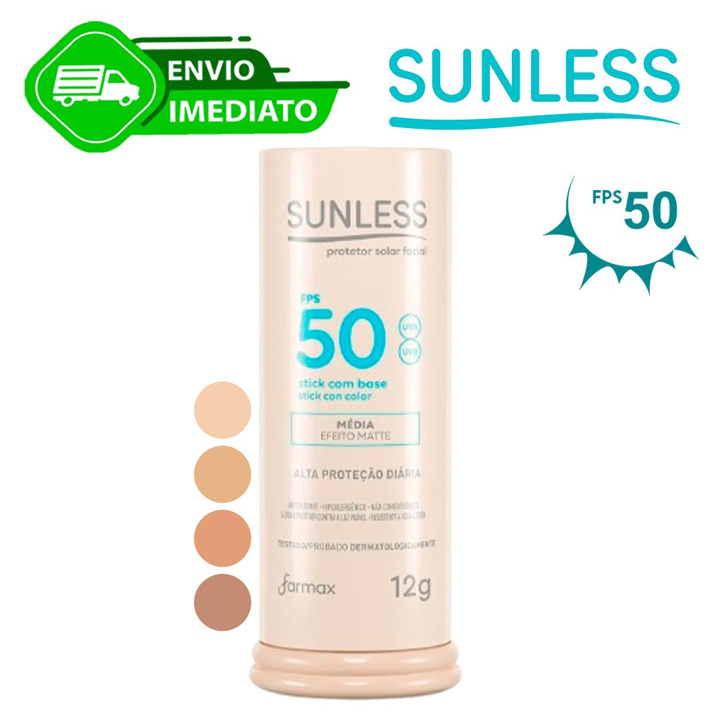 Protetor Solar Facial Com Base em Bastão Efeito Matte 12g FPS 50 Sunless Stick Envio Imedi...