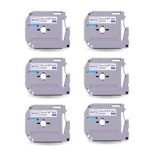 Kit 6 Fitas para Rotulador M-K231 12mm x 8m Reposição Impressão Branco com Escrita Preta em Oferta na Shopee