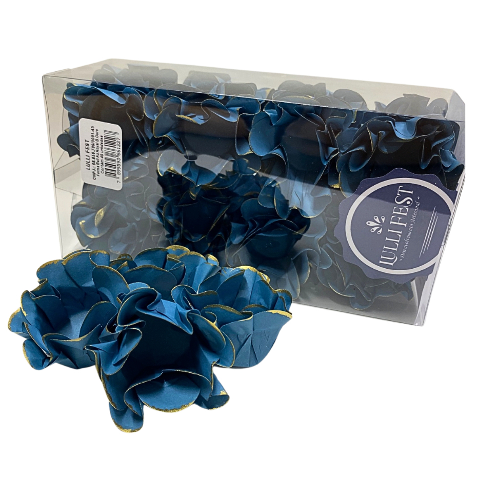 40 Forminhas Flor AZUL ROYAL BORDA OURO Doces Finos, Docinhos, Brigadeiros em Oferta na Shopee