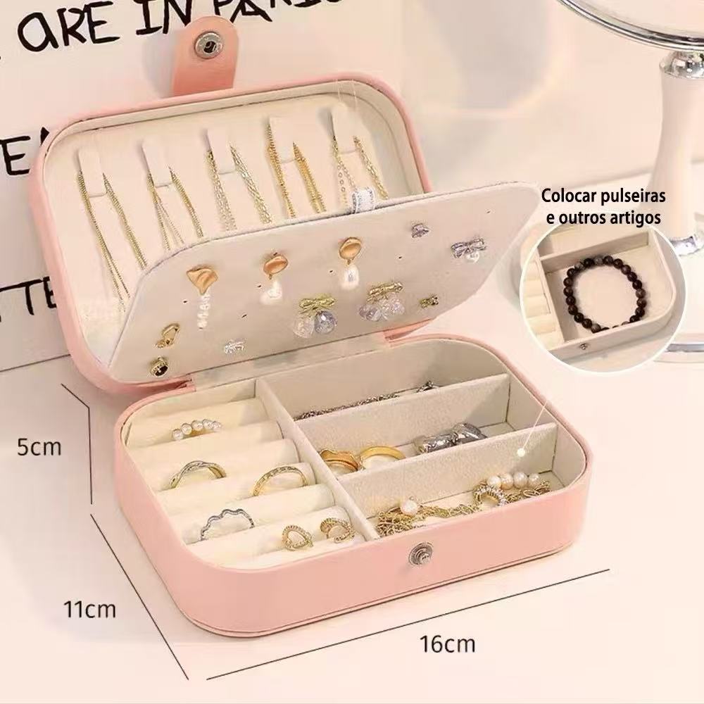 Porta joias Grande Para Viagem Portátil Caixa Armazenamento para  brincos, anéis, pulseira Generic e Bijuteria em Oferta na Shopee