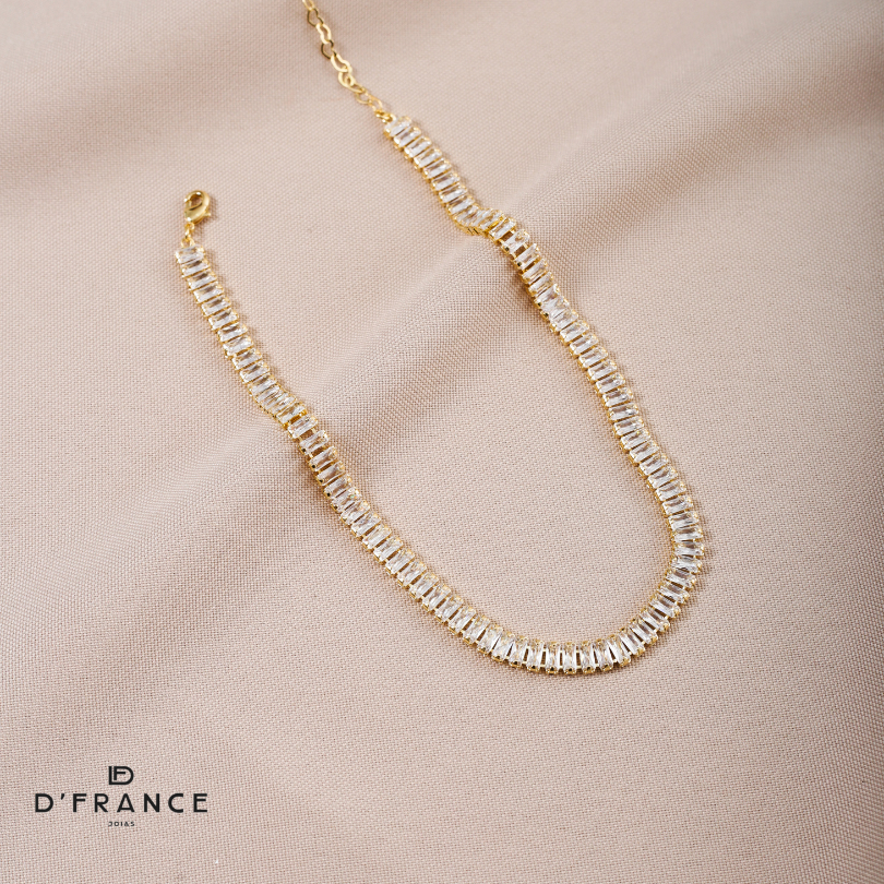 Colar Corrente Riviera com Zircônias  Importadas e Extensor Coração Diamantado Banhado a Ouro 18K - D France Semijóias