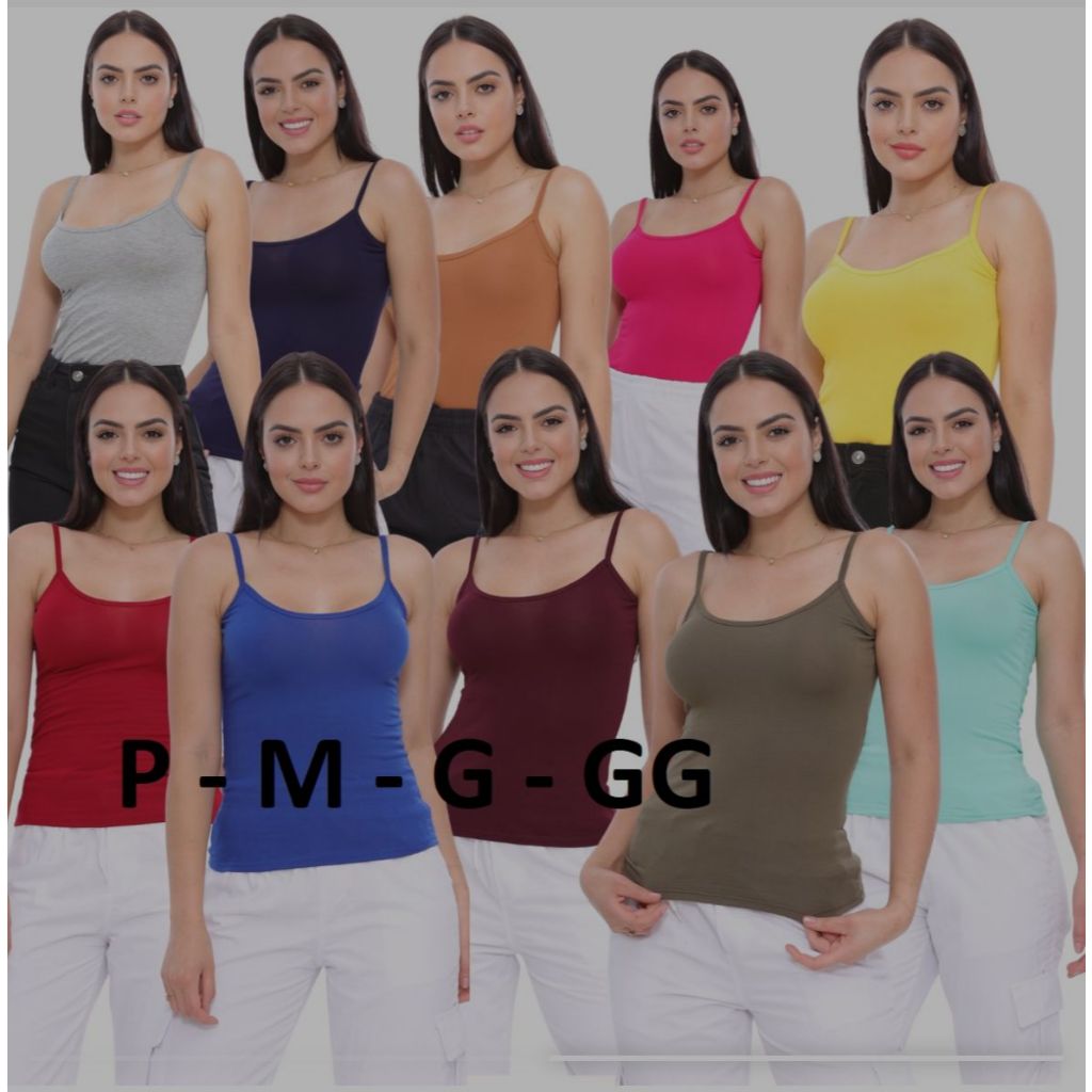 KIT DE REGATA FEMININA BLUSINHA DE ALCINHA LISA TECIDO VISCOLAYCRA PROMOÇÃO