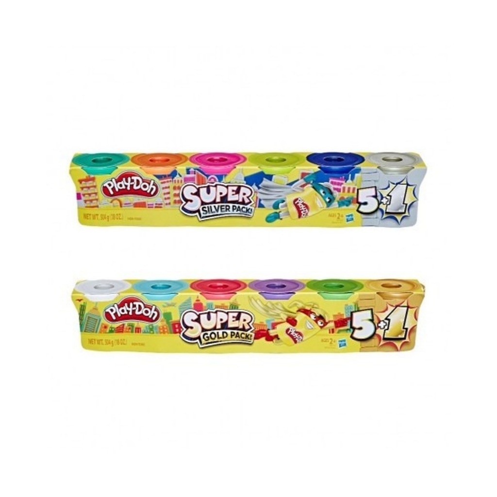 Massinha Play Doh Super Silver Gold Pack C/6 - Hasbro G1740 - Mom & Baby