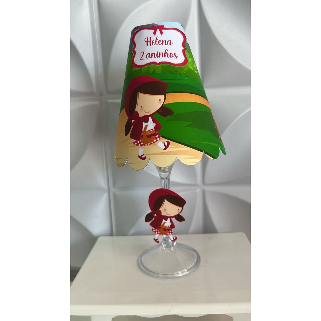 Kit Abajur Chapeuzinho Vermelho - Centro de mesa Chapeuzinho Vermelho
