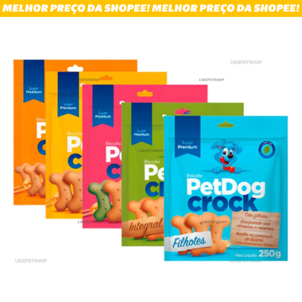 Biscoito Petisco Pet Dog Crocante Crock Mini para Cães Adulto Filhote 500g Sabores Diversos