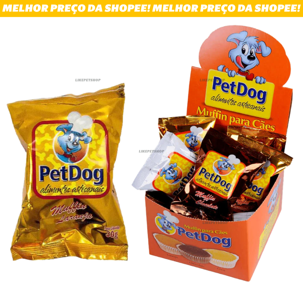 Bolo Petisco Pet Dog Muffin para Cães Cachorros Sobremesa Sabor Misto 16 Unidades