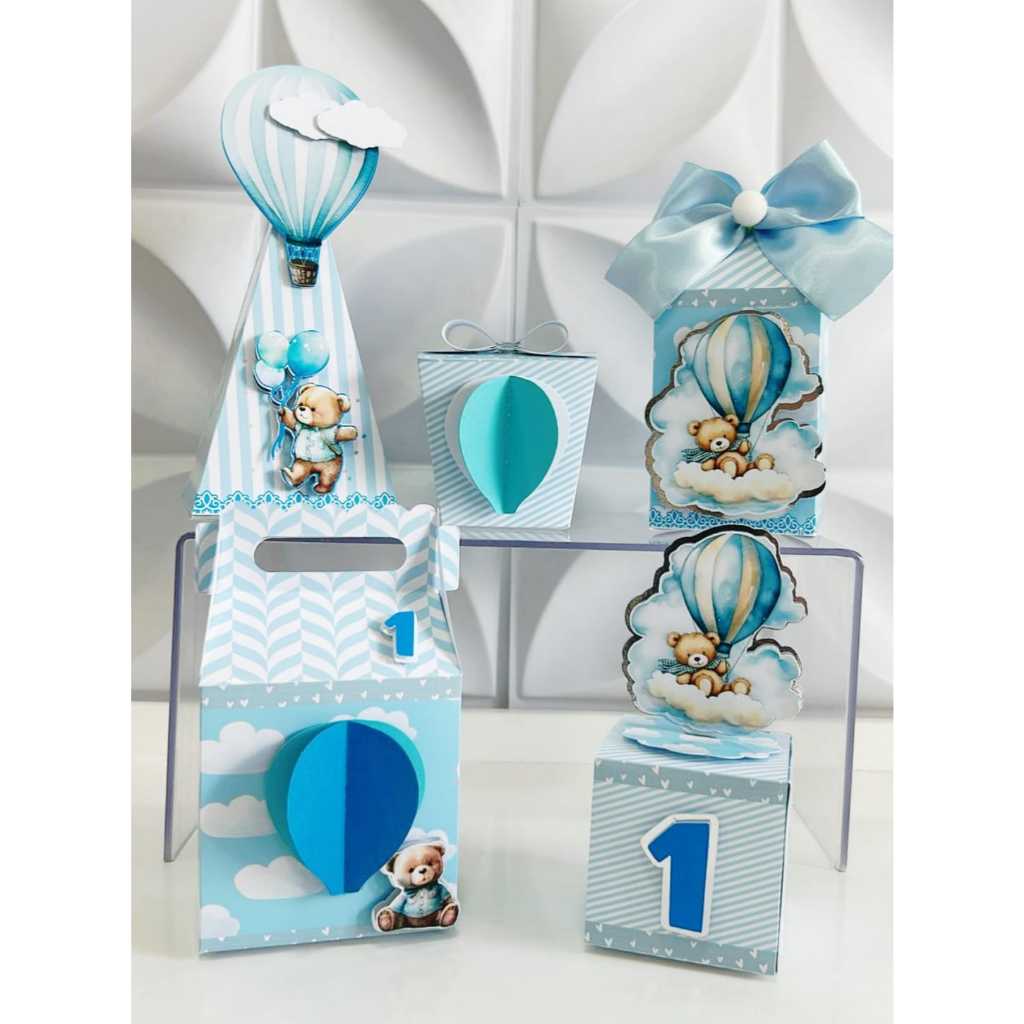 Lembrancinhas personalizadas Ursinho Baloeiro/ Kit Festa Ursinho/ Caixinhas Aniversário Urso