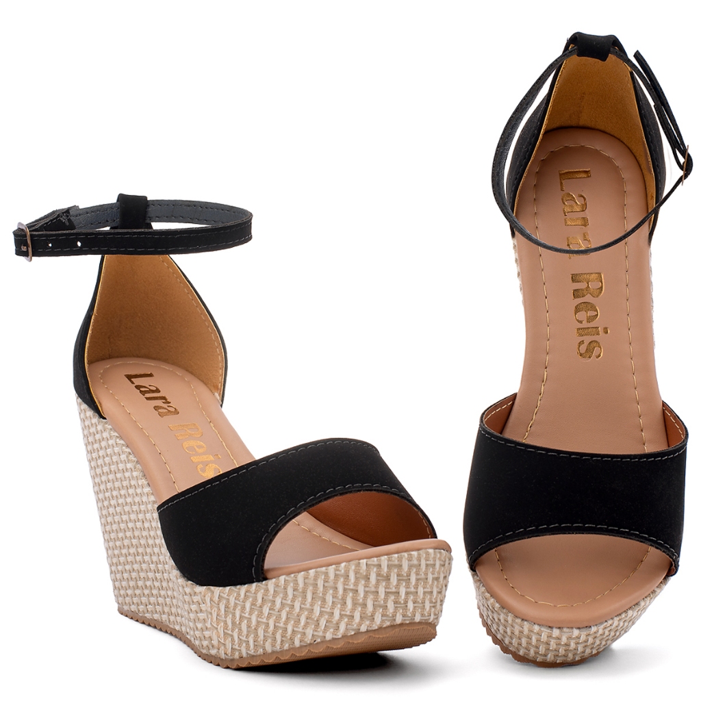 SALTO ANABELA PLATAFORMA SANDALIA FEMINIA SALTO ELEGANTE COM TRAZEIRA