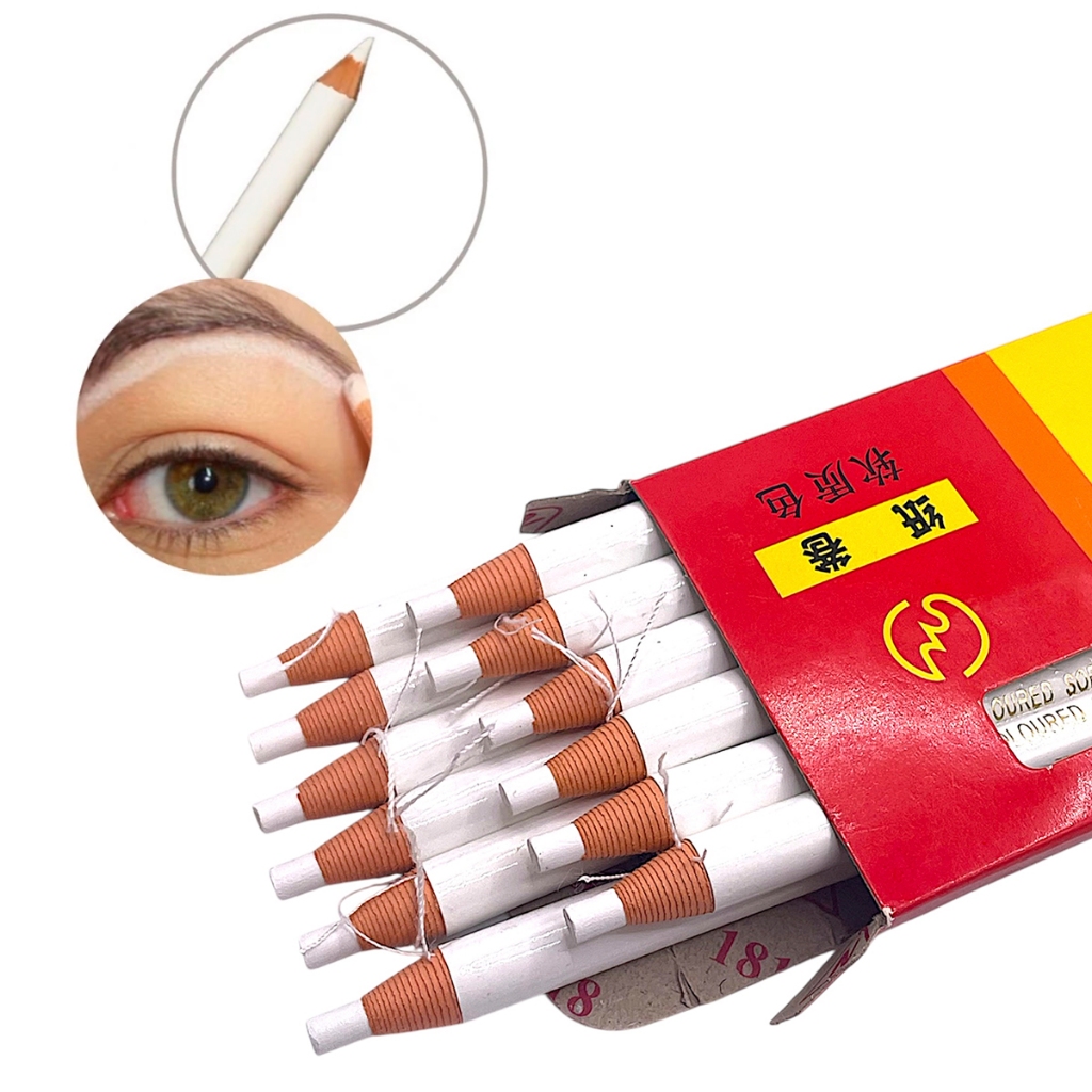 Kit 12 Lapis Dermatografico Para Marcação Sobrancelhas Coloured Soft Cor Branco