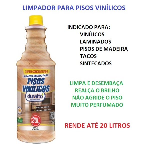 Limpador de Piso Vinílico MELHOR PREÇO Neutro Concentrado Duratto 1L