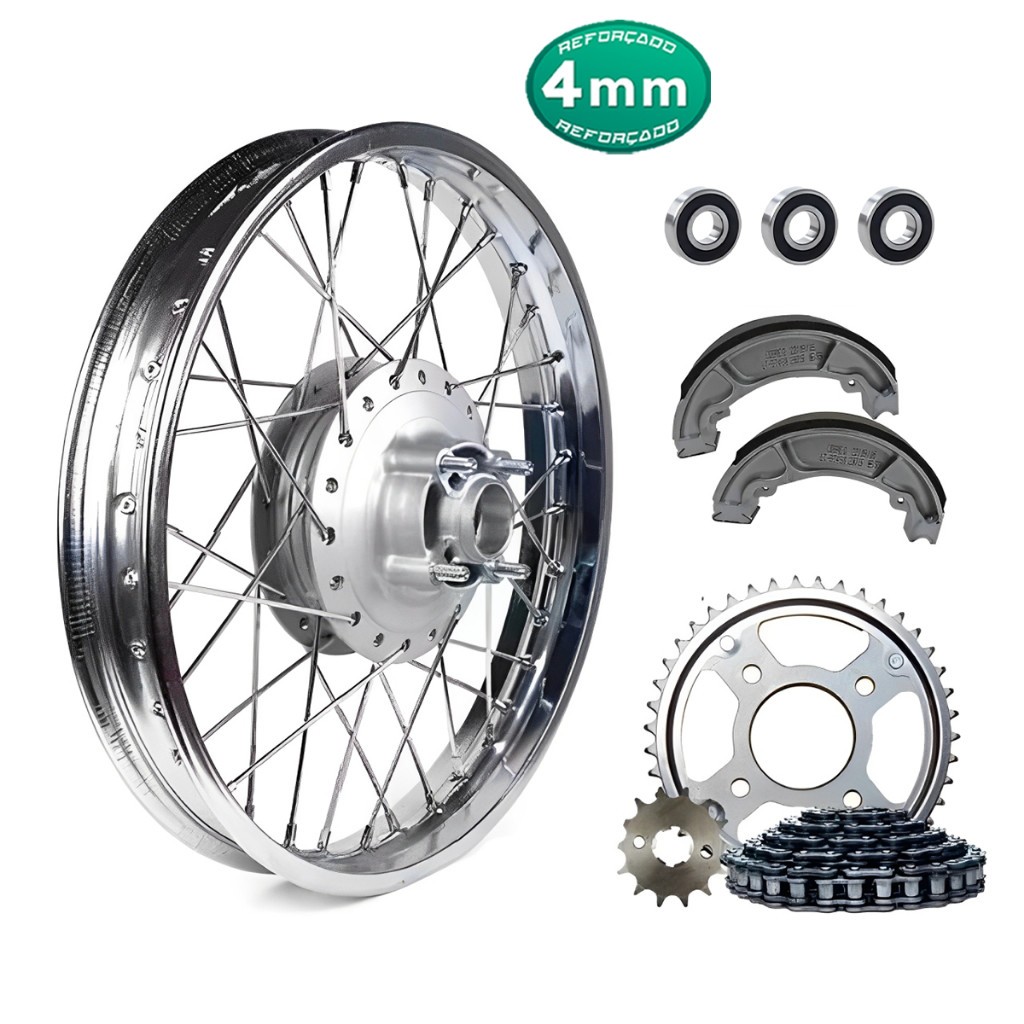 Imagem Roda Traseira Fan 125 09 Á 18 Raio 4mm Alinhada Com Relação