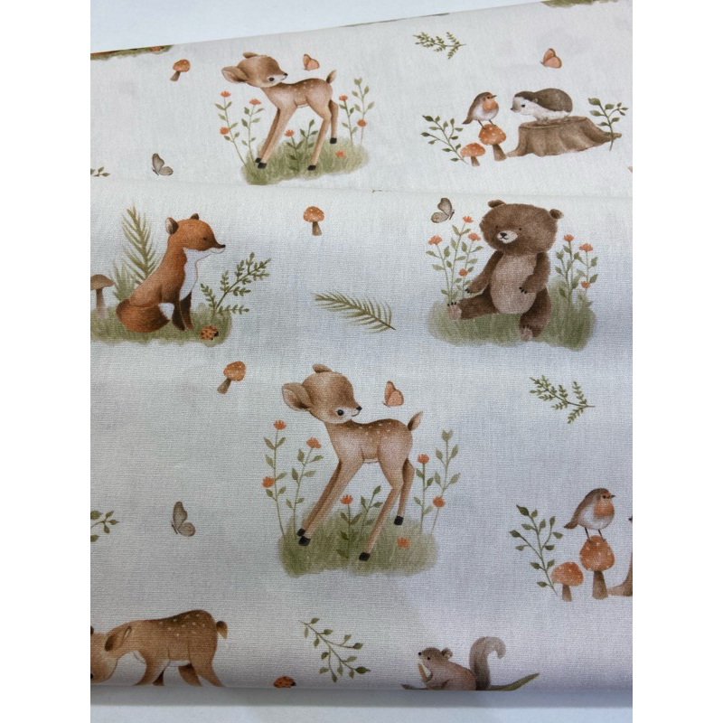 Tecido Tricoline estampado 100% Algodão Urso e Animais - 0,25cm x 1,50mt