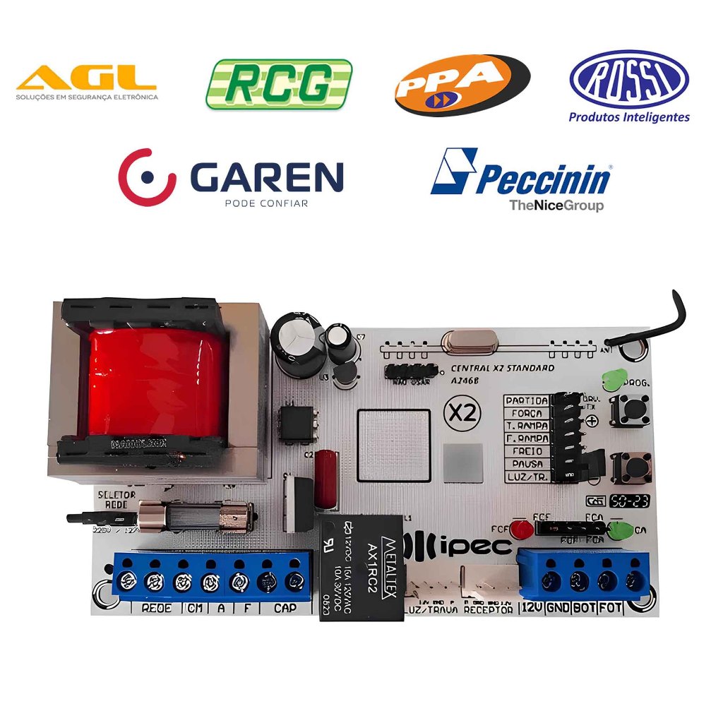 Placa Portão Eletrônico Central de Comando Motor Universal X2 - IPEC