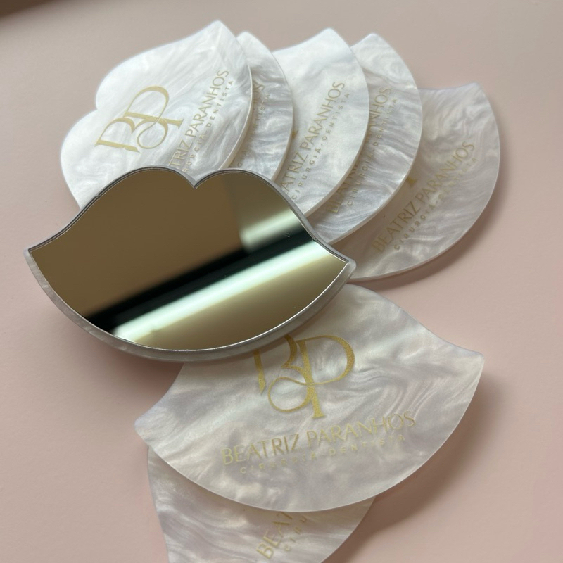 Espelho de bolsa KIT COM 10 formato MINI BOCA SEM CABO personalizado acrilico mimo beleza