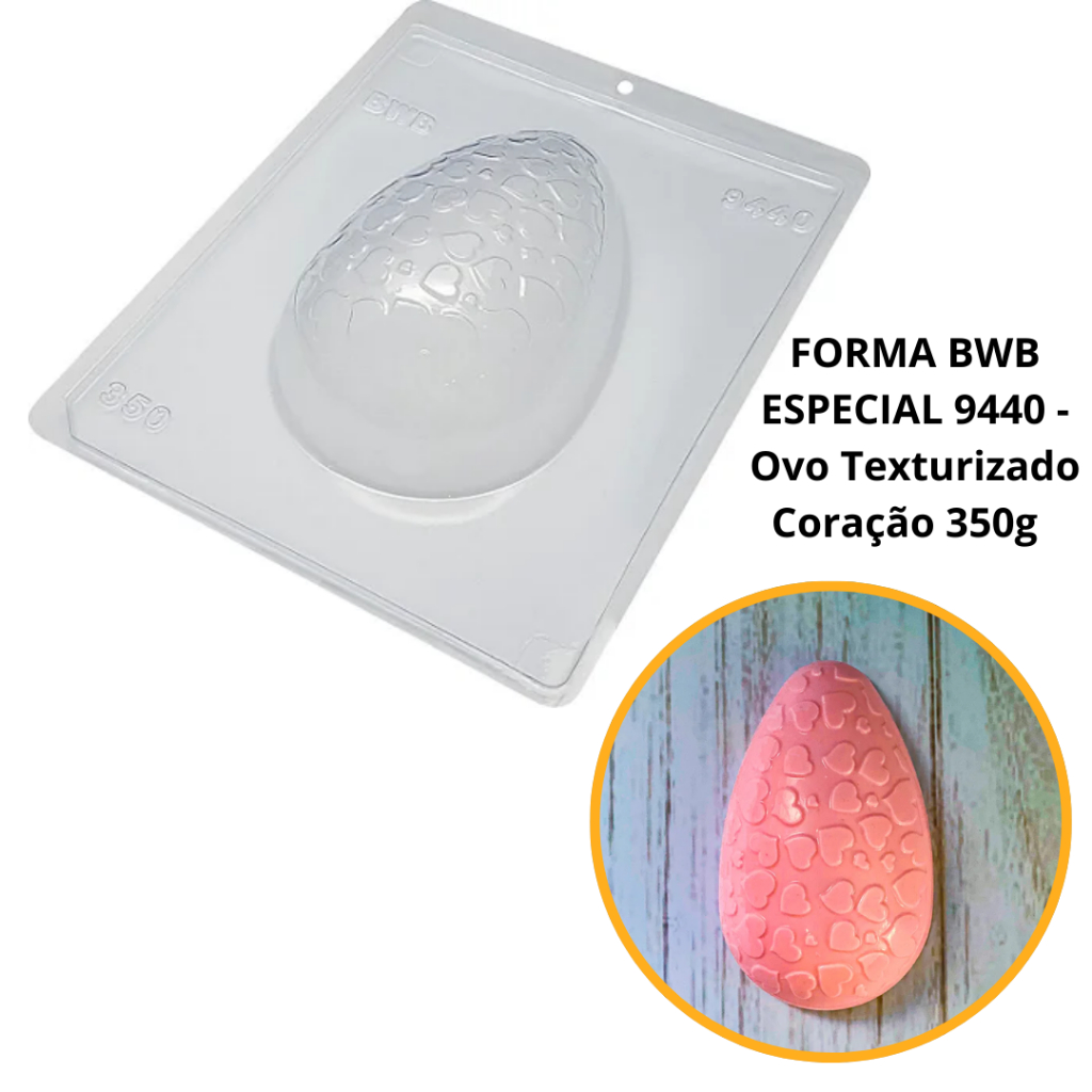 1~4 FORMAS BWB COM SILICONE (3 PARTES) CÓD.:9440 - OVO TEXTURIZADO CORAÇÃO 350g. PÁSCOA em Oferta na Shopee