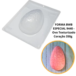 1~4 FORMAS BWB COM SILICONE (3 PARTES) CÓD.:9440 - OVO TEXTURIZADO CORAÇÃO 350g. PÁSCOA