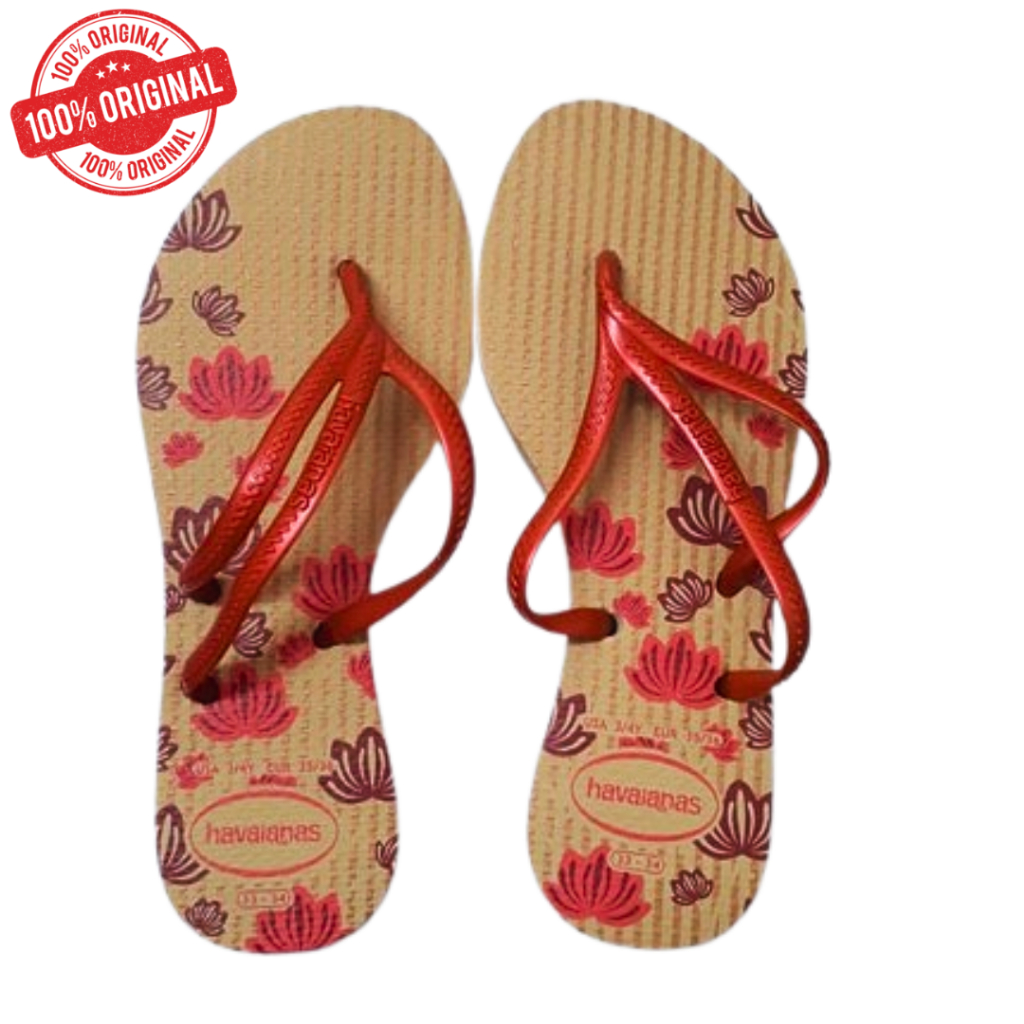 Chinelo Havaianas Femininos Sandália Havaianas Tria Print Cobre/Marfim Original 33/34 Sandália Moana- ENVIO IMEDIATO