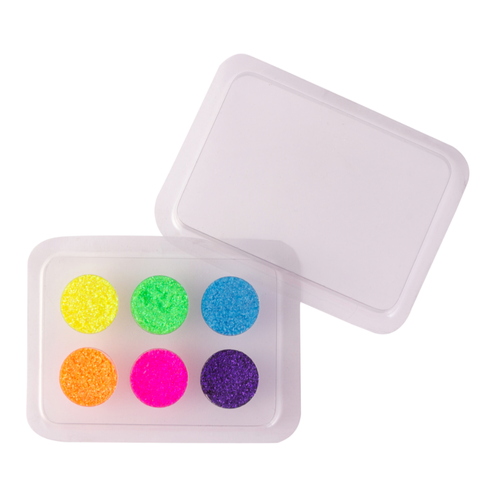 Maquiagem paleta sombra 6 cores neon com glitter Festa Carnaval Infantil Make menina