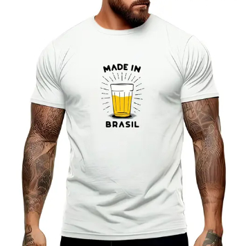Camiseta Unissex Carnaval Frase Feito No Brasil Carnaval 2024 Manga Curta Estampada Festa 100%