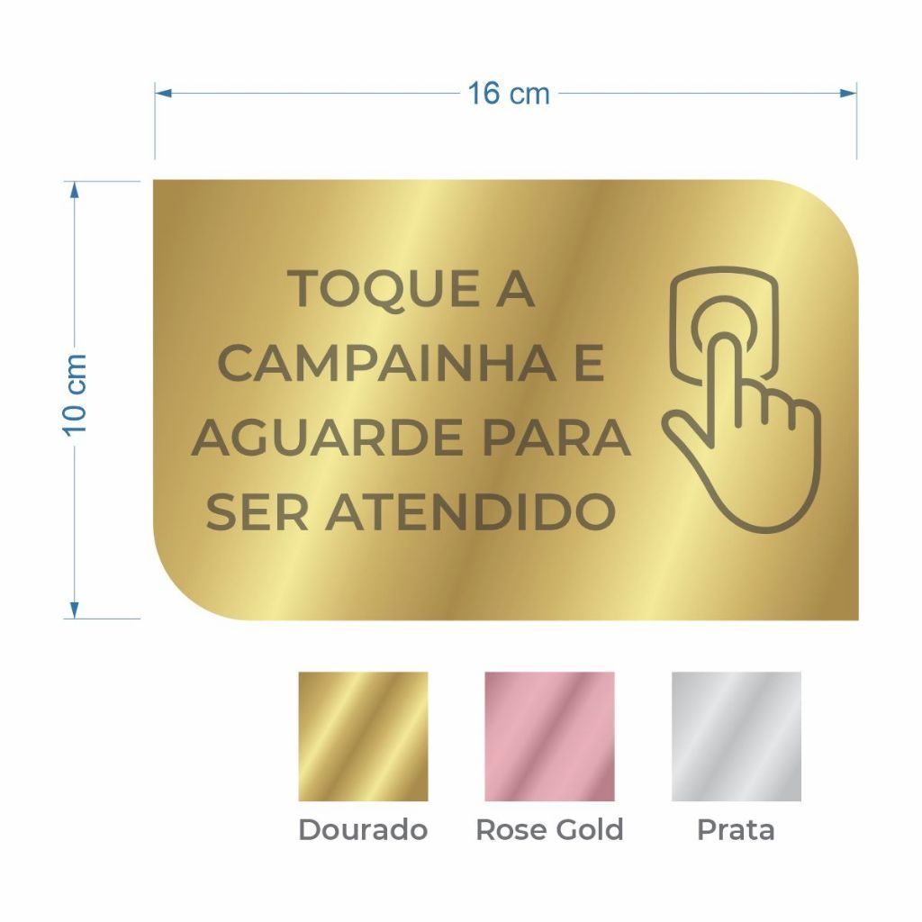 Placa em Acrílico Espelhado Toque o Interfone, Varias Cores.