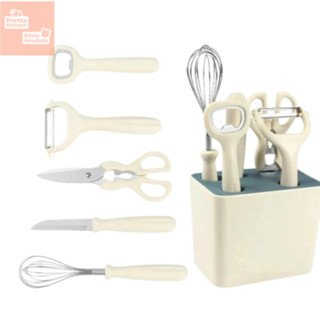 Kit Jogo Faqueiro 6 Peças Descascador Faca Abridor Tesoura Batedor Utensílios