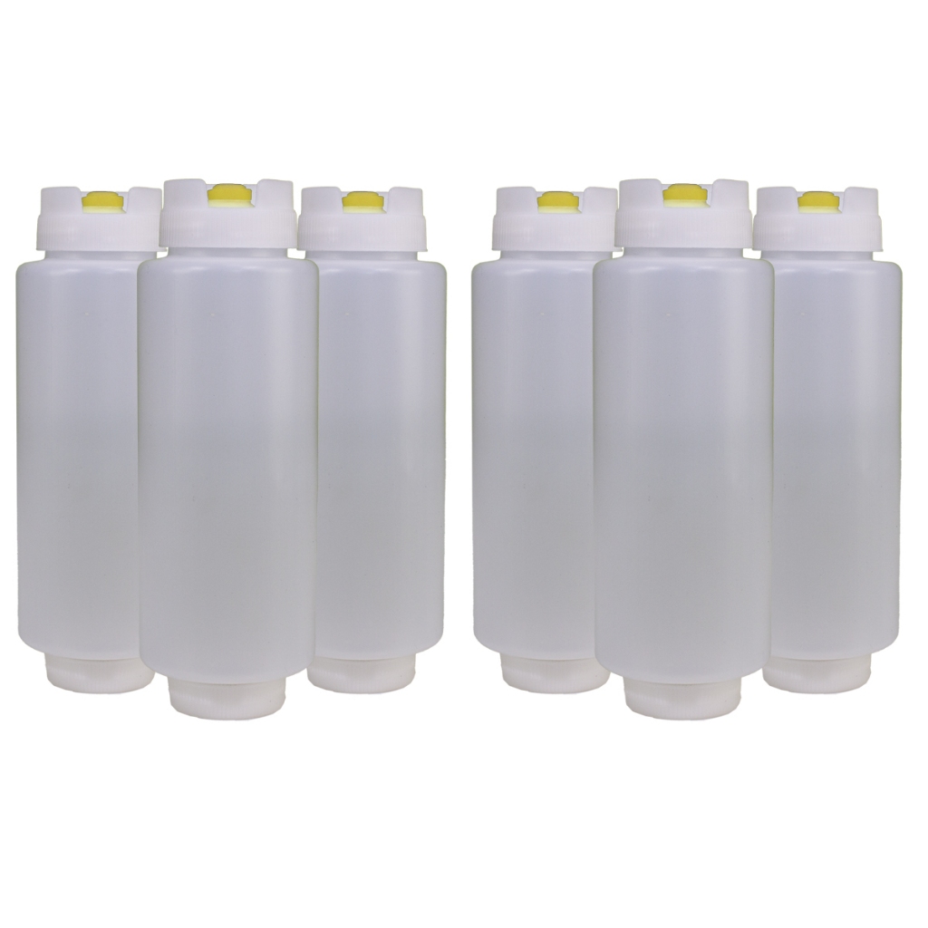 BISNAGA PARA MOLHO TIPO FIFO INVERTIDA YELLOW 720ML GOURMET KIT 6 - EKENOX