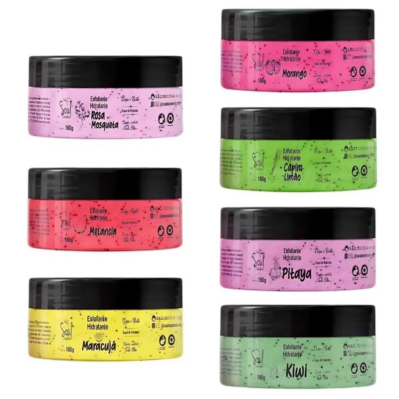 kit 12 Hidratante Esfoliante Corpo e Rosto 180g Soul Cosméticos + brinde em Oferta na Shopee