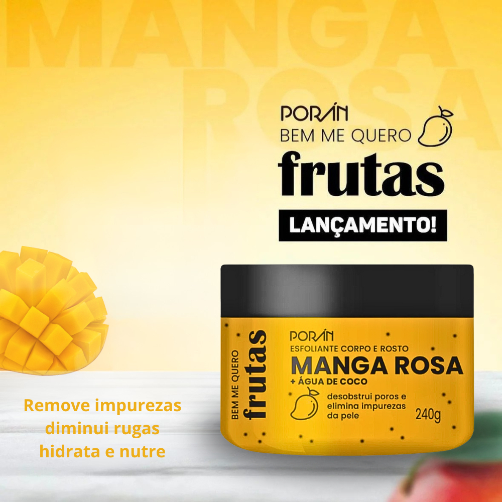 Esfoliante Corpo e Rosto Manga Rosa 240g Cuidado Diário com o Corpo Poran