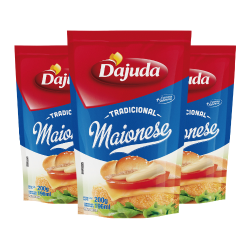 3Un Maionese DAjuda 200G Para Hamburguer Hot Dog Lanches Petiscos Pastéis Batata Frita