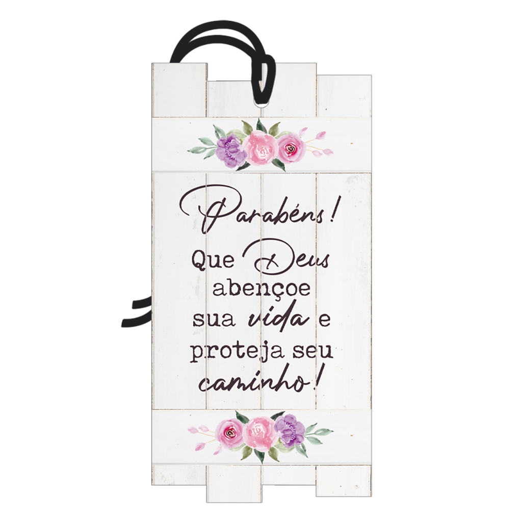Placa Decorativa Mini 7x14 Tag Parabéns Amizade Mensagem Deus