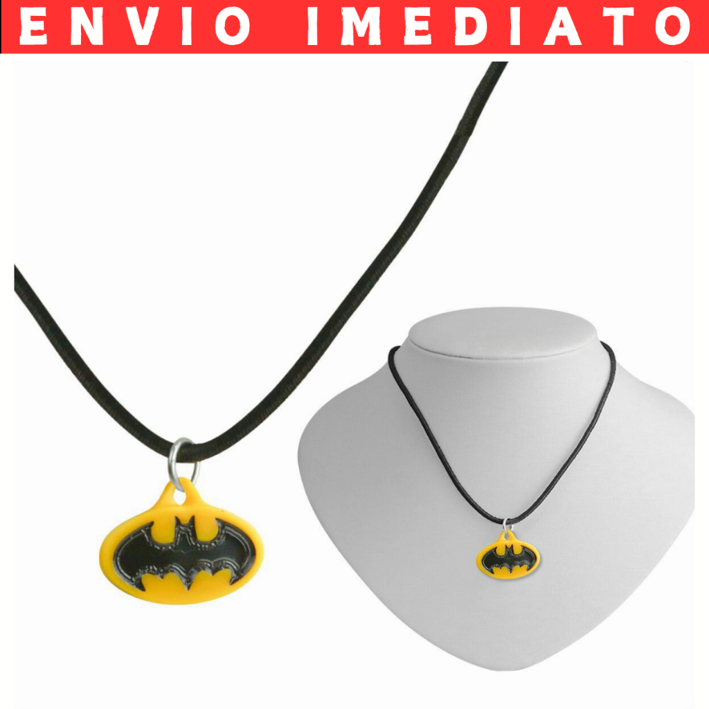 Colar Infantil Batman Menino Pingente Qualidade Premium Preto Herói Presente Ajustável FIlho