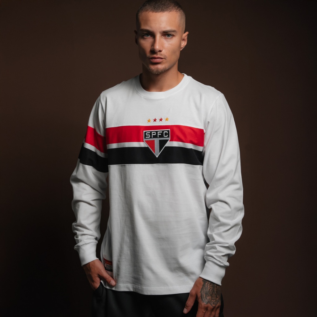 Camisa São Paulo 2005 Retrô Mundial Manga Longa Branca Oficial em Oferta na Shopee