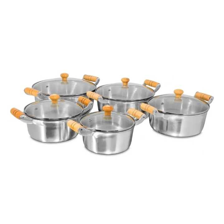 Jogo 5 Panela 16 a 24 Aluminio Batido Fundido Com Tampa de Vidro