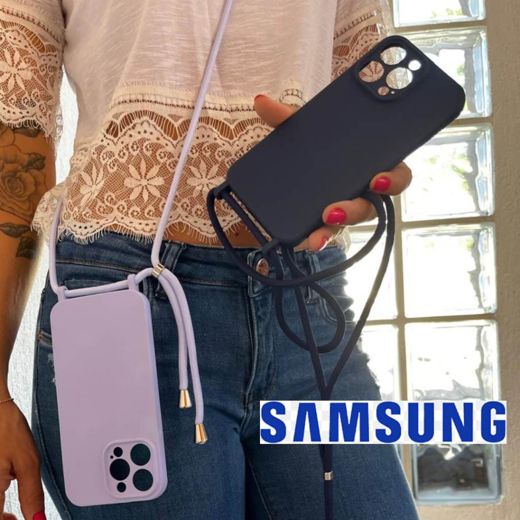 Capinha com Cordão Suporte de pescoço Aveludada Alça Regulável para SAMSUNG A05 A06 A25 A55