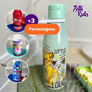 Garrafa de Água Infantil Garrafinha Escola Lancheira Passeio 530 ML Carros Rei Leão em Oferta na Shopee