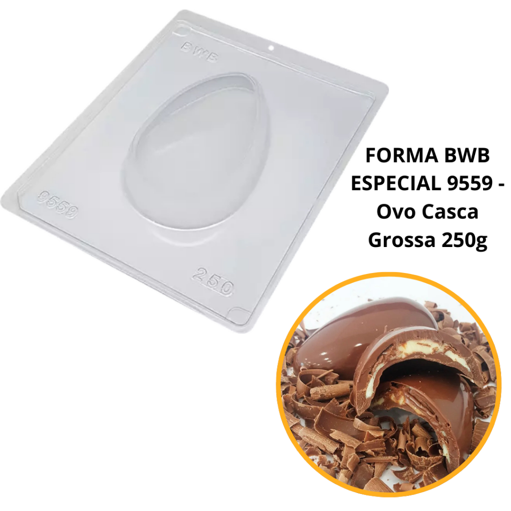 1~4 Forma BWB Com Silicone (3 partes) Para Chocolate Cód. 9559 - Ovo Casca Grossa 250g. Páscoa (CHOCO) em Oferta na Shopee