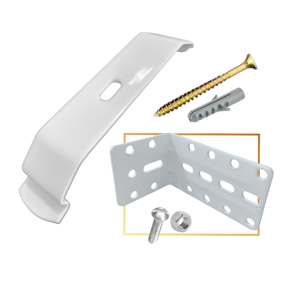 KIT 6 SUPORTE EM L PARA TRILHO SUIÇO DUPLO ALONGADO - PAREDE