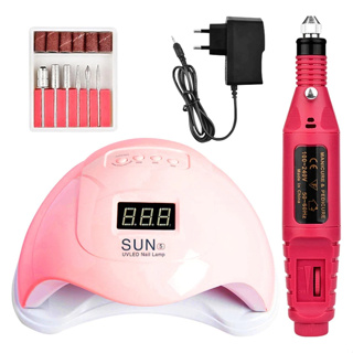 Kit Lixadeira Elétrica Motor Caneta + Cabine Estufa de Unhas 48W Sun 5 UV LED Manicure Profissional em Oferta na Shopee