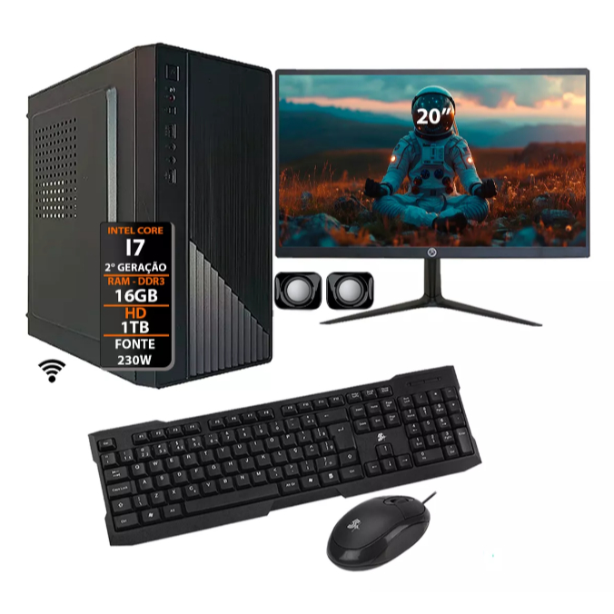 Computador Intel I7 16gb Hd 1tb Monitor 20 - Completo