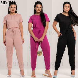 Conjunto Feminino em Malha Suede Light Calça Jogger Blusa Feminina Básica Confortável Fardamento