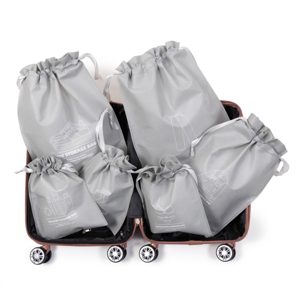 Kit 6 Organizador De Sacos Non-Woven Para Viagem Fecho De Fita Cetim ATP37